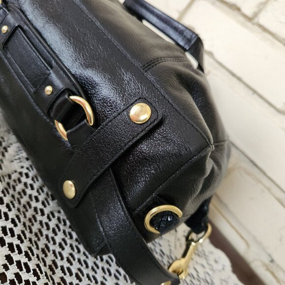 Euc Coach Ashley Python Black Leather Shoulder Bag Purse - Picture 12 of 17